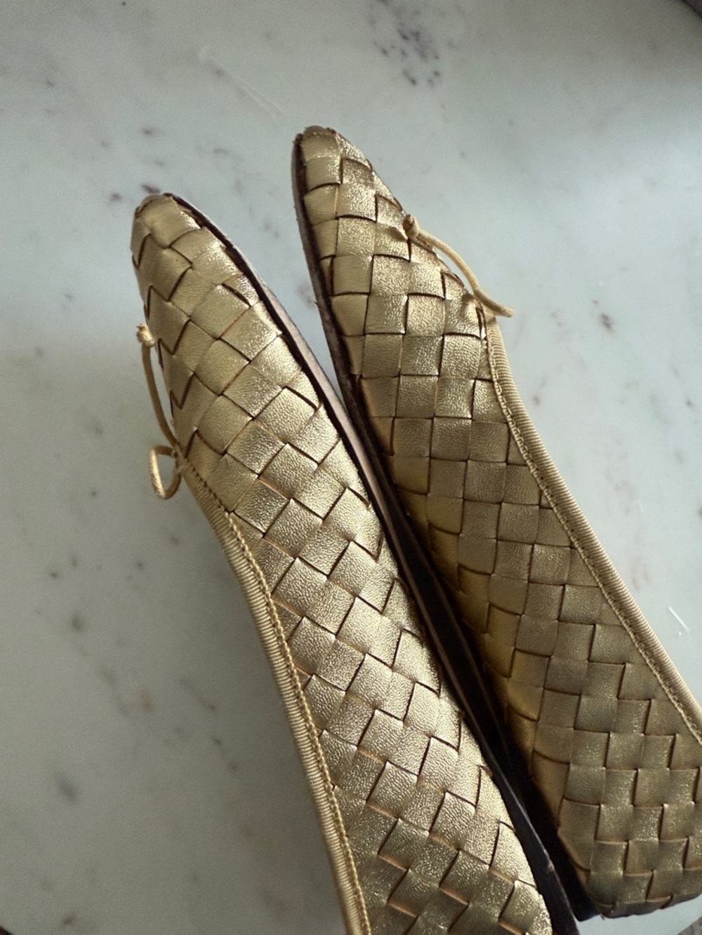 Loeffler Randall Leonie Gold Woven Ballet Flat Size 8.5 - Picture 10 of 11